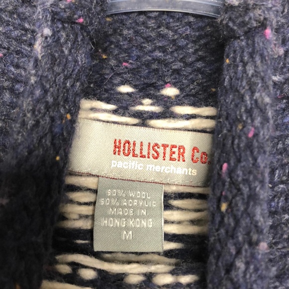 Hollister Co. Fair Isle Wool Blend Sweater Blue M - Picture 5 of 7